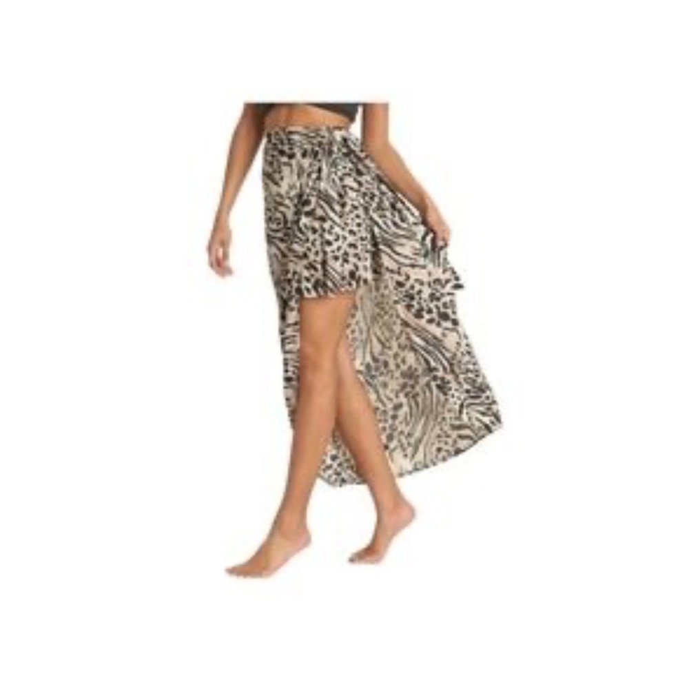 Billabong was in Safari Skirt Womens Medium Tan Black Animal Print High Low Boho